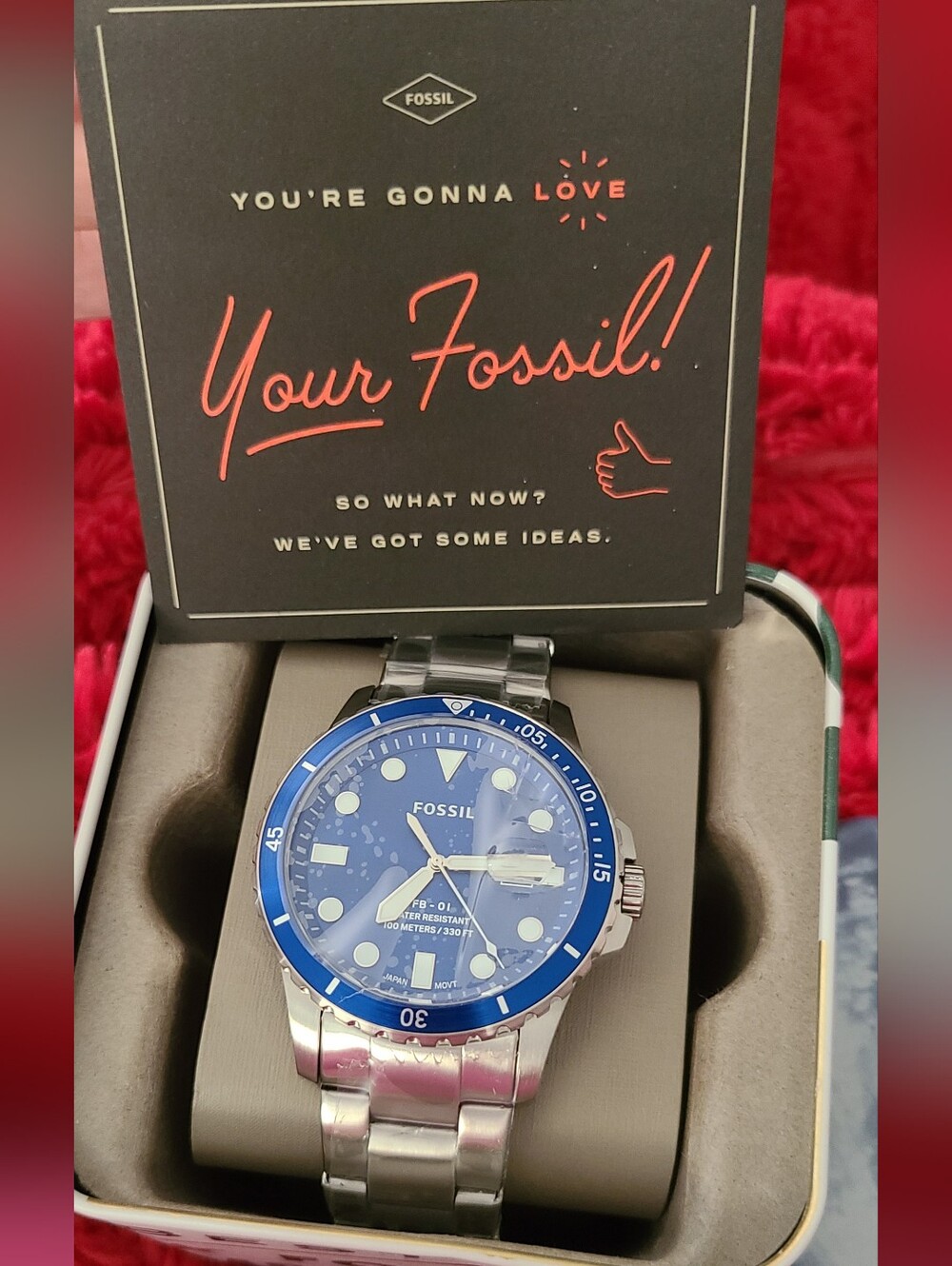 Fossil* Blue Stainless Steel Dive Watch. Mens Water Resistant - Picture 12 of 16